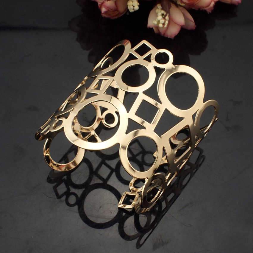 Circles and Squares Structured Cuff Bangle