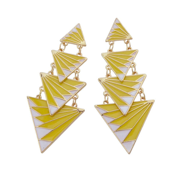 Enamel Geometric Drop Earrings