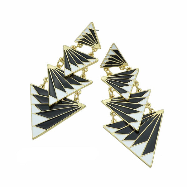 Enamel Geometric Drop Earrings