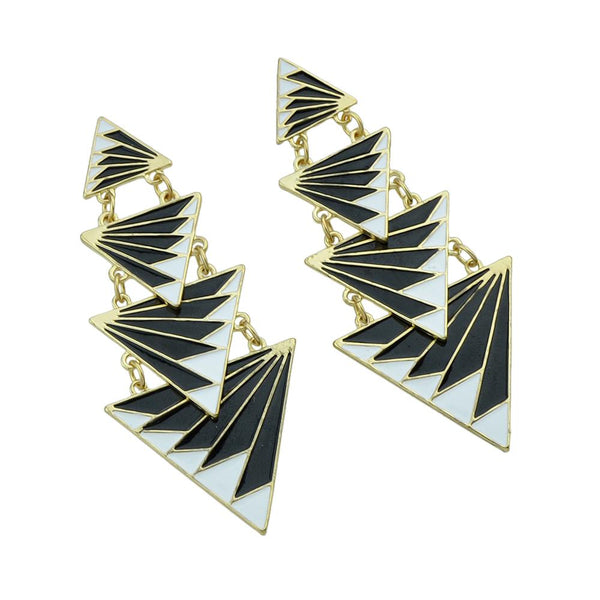 Enamel Geometric Drop Earrings