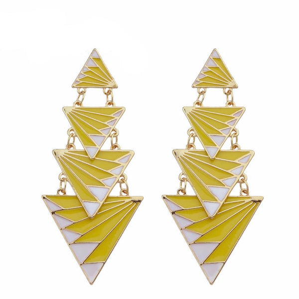 Enamel Geometric Drop Earrings