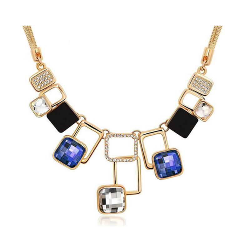 Crystal Squares Geometric Necklace