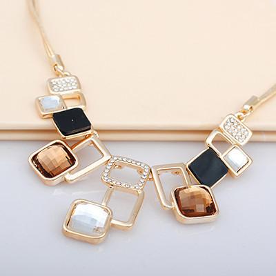Crystal Squares Geometric Necklace