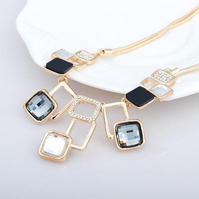 Crystal Squares Geometric Necklace