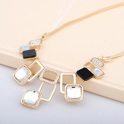 Crystal Squares Geometric Necklace