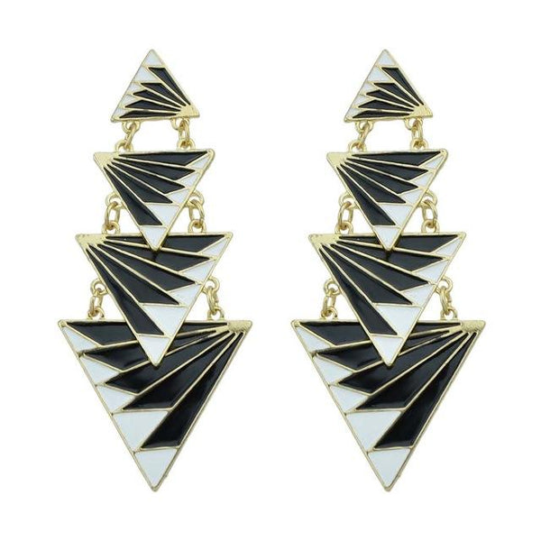 Enamel Geometric Drop Earrings