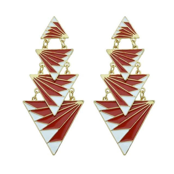 Enamel Geometric Drop Earrings