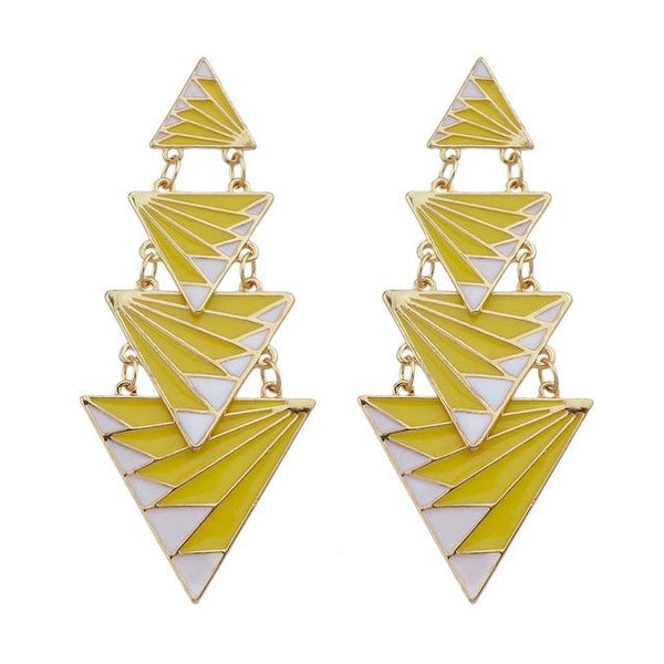 Enamel Geometric Drop Earrings